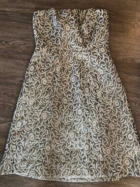 THE LIMITED Women's Silver / Gray Brocade Bubble Strapless Dress Size 0 NEW